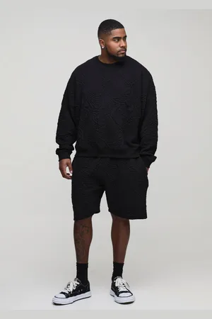 Boohoo Grande taille - Ensemble avec sweat matelassé et short homme - - 2XL