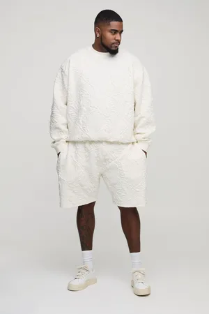Boohoo Grande taille - Ensemble avec sweat matelassé et short homme - - 2XL