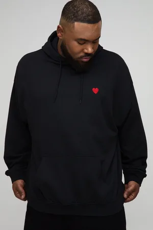 Boohoo Grande taille - Sweat à capuche à broderie cœur homme - - 2XL