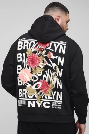 Boohoo Grande taille - Sweat à capuche oversize à imprimé Brooklyn homme - - 2XL