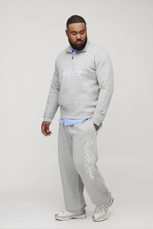 Boohoo Grande taille - Survêtement à col zippé brodé homme - - 2XL