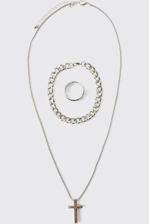 Boohoo Ensemble é avec collier, bague et bracelet homme - S/M
