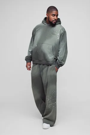 Boohoo Grande taille - Survêtement oversize délavé à broderie - Pointure large homme - - XXXL