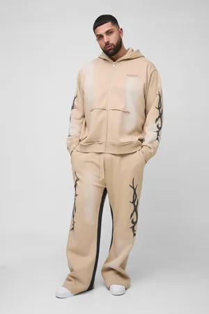 Boohoo Grande taille - Survêtement oversize délavé à imprimé graffiti homme - - XXXL