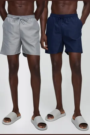 Boohoo Lot de 2 shorts de bain mi-longs en bleu marine et gris homme - - S