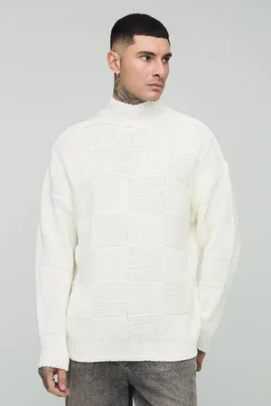 Boohoo Tall - Pull oversize à col montant à carreaux homme - - 2XL