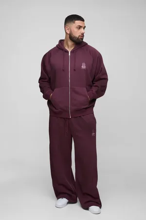 Boohoo Grande taille - Sweat à capuche oversize délavé à broderies raglan homme - - XXXL