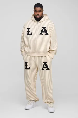 Boohoo Grande taille - Survêtement oversize zippé à rayures homme - - XXXL