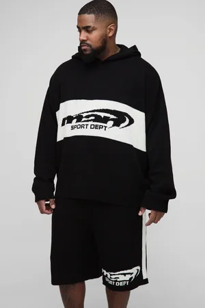 Boohoo Grande taille - Ensemble oversize en maille avec sweat à capuche et short - MAN homme - - 2XL