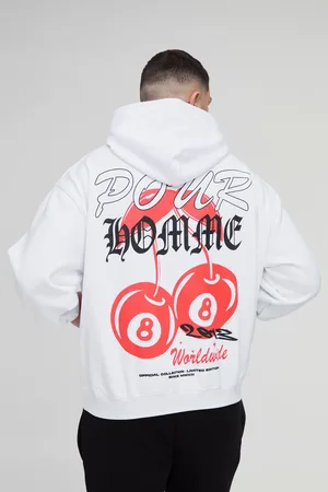 Boohoo Grande taille - Sweat à capuche oversize à imprimé cerise 8 ball homme - - 2XL