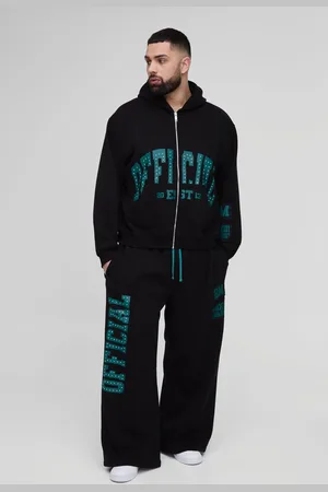 Boohoo Grande taille - Survêtement oversize zippé à écussons homme - - XXXL