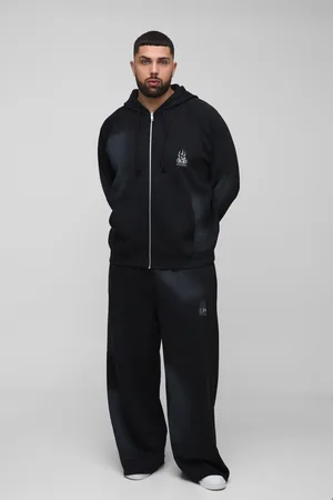 Boohoo Grande taille - Sweat à capuche oversize délavé à broderies raglan homme - - XXXL