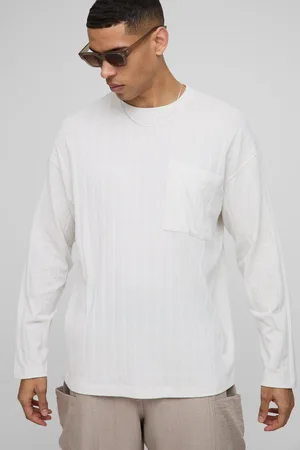 Boohoo T-shirt oversize côtelé à manches longues homme - - S