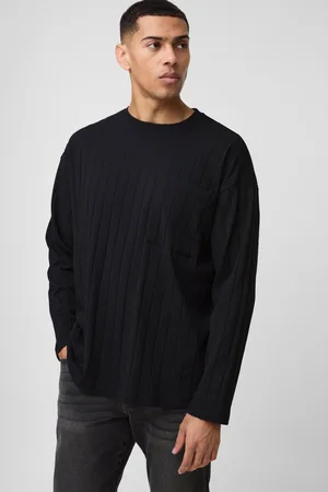 Boohoo T-shirt oversize côtelé à manches longues homme - - S