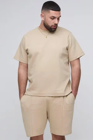 Boohoo Grande taille - Ensemble à surpiqûres avec t-shirt et short homme - - XXXL