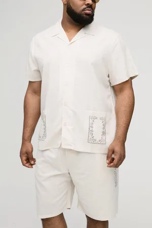Boohoo Grande taille - Ensemble à broderie avec short homme - - XXXL