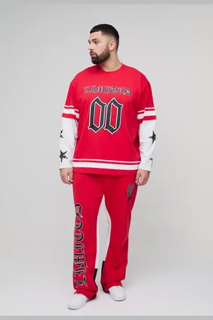 Boohoo Grande taille - Ensemble à manches longues avec t-shirt et jogging homme - - XXXL