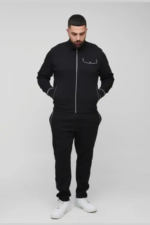 Boohoo Grande taille - Ensemble à surpiqûres avec veste Harrington et jogging homme - - XXXL