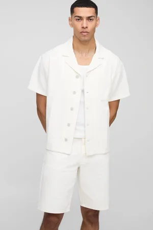 Boohoo Chemise oversize en jean écru à manches courtes homme - - S
