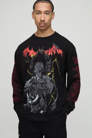 Boohoo T-shirt oversize imprimé à manches longues homme - - S