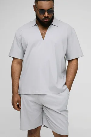 Boohoo Grande taille - Ensemble avec chemise oversize à col V et short homme - - XXXL