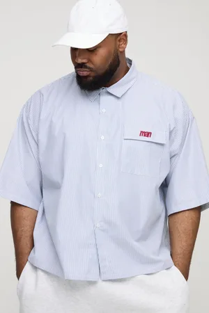 Boohoo Grande taille - Chemise oversize à rayures et manches courtes homme - - 2XL