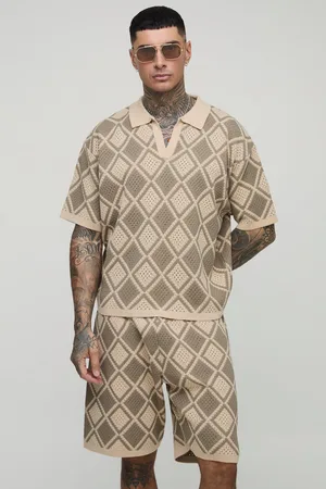 Boohoo Tall - Ensemble en crochet avec polo et short homme - - S