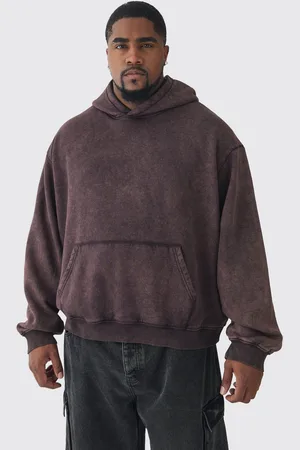 Boohoo Grande taille - Sweat à capuche oversize délavé homme - - 2XL