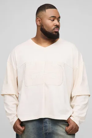 Boohoo Grande taille - T-shirt oversize universitaire à manches longues homme - - 2XL