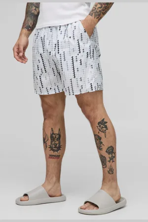 Boohoo Short de bain mi-long à imprimé pied-de-poule homme - - S