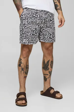 Boohoo Short de bain mi-long à imprimé abstrait homme - - S