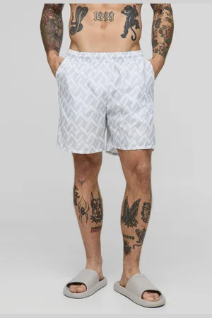 Boohoo Short de bain mi-long à imprimé abstrait homme - - S