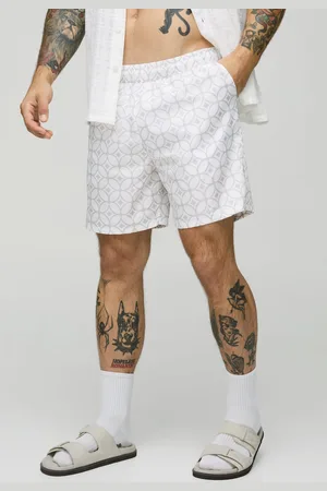 Boohoo Short de bain mi-long à imprimé abstrait homme - - S
