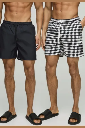 Boohoo Lot de 2 shorts de bain mi longs à carreaux homme - - S