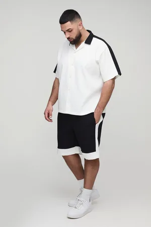 Boohoo Grande taille - Ensemble avec chemise oversize et short homme - - 2XL