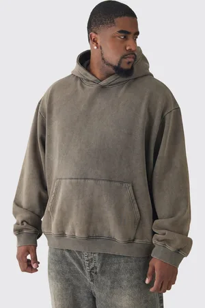 Boohoo Grande taille - Sweat à capuche oversize délavé homme - - 2XL