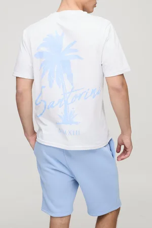Boohoo Ensemble à imprimé palmier avec t-shirt et short homme - - S
