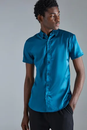 Boohoo Chemise satinée cintrée à manches courtes homme - - XS
