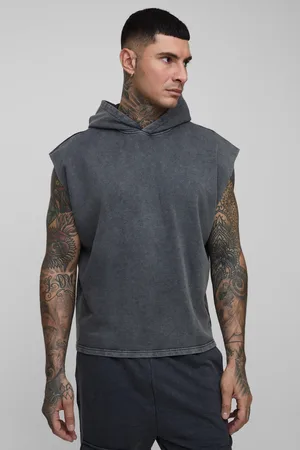 Boohoo Tall - Sweat à capuche oversize délavé sans manches homme - - 2XL