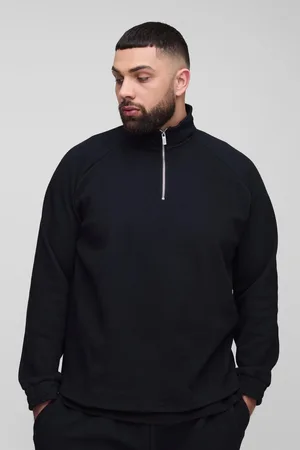 Boohoo Grande taille - Sweat à motif jacquard et col zippé homme - - XXXL
