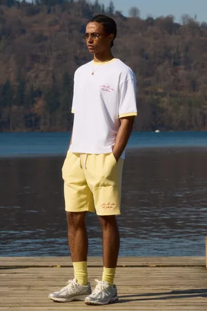 Boohoo Ensemble oversize avec t-shirt à col contrastant et short homme - - S