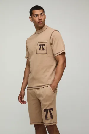 Boohoo Ensemble en tissu gaufré avec t-shirt et short homme - - S