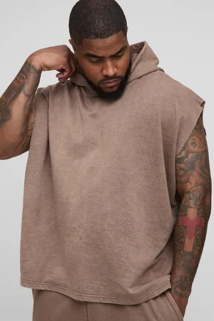 Boohoo Grande taille - Sweat à capuche oversize délavé homme - - 2XL