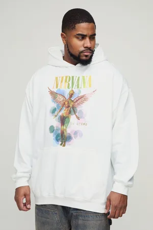 Boohoo Grande taille - Sweat à capuche oversize à imprimé Nirvana homme - - XXXXXL