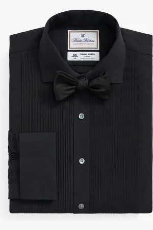 Brooks Brothers Chemise de smoking noire X Thomas Mason en coton à plastron plissé suisse et col anglais
