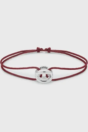 Le Gramme 3g polished sterling silver burgundy entrelacs cord bracelet men Jewellery
