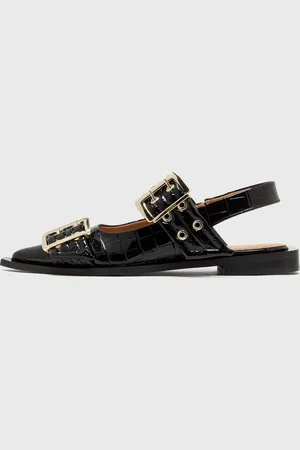 Ganni Feminine Buckle Ballerina Patent Croco women Casual Shoes|Sandals & Slides