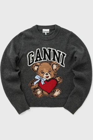 Ganni Graphic Wool Mix Bear Crewneck women Pullovers