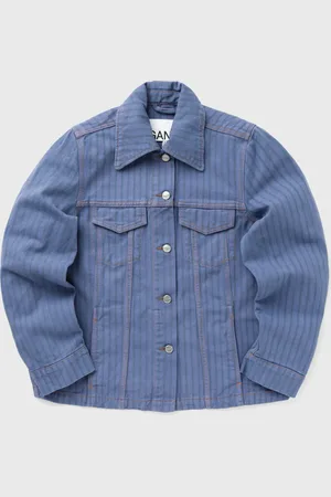 Ganni Stripe Overdyed Denim Jacket women Denim Jackets