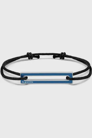 Le Gramme 1.7g polished sterling silver blue lacquered cord bracelet men Jewellery